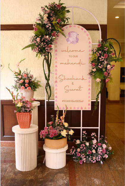 Signage and Floral detail — Mehendi decor — Zuri